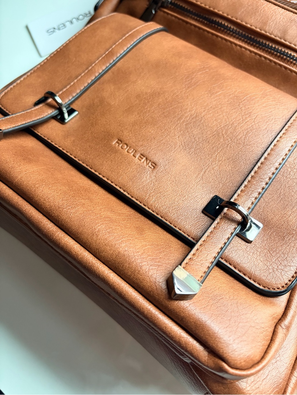 NWT brown Roulens Vegan Leather crossbody purse bag satchel - Picture 5 of 14